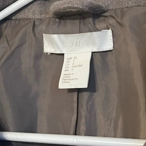 H&M Tan/Beige/Brown Double Breasted Jacket pea coat trench coat - Picture 5 of 5